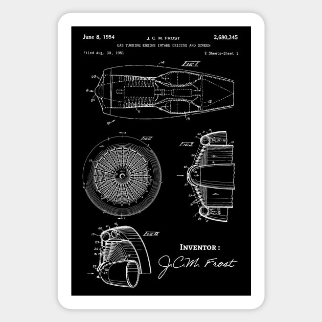 Gas Turbine Engine 1954 Patent / Gas engine Patent illustration / engineering gift idea Sticker by Anodyle